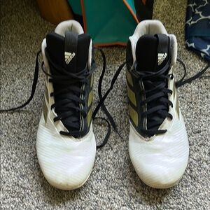 Adidas Black and White High-Top Football Cleats